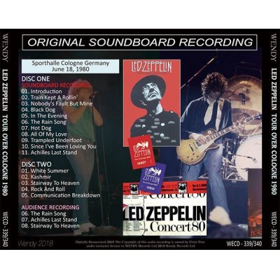 画像2: LED ZEPPELIN 1980 TOUR OVER COLOGNE 2CD