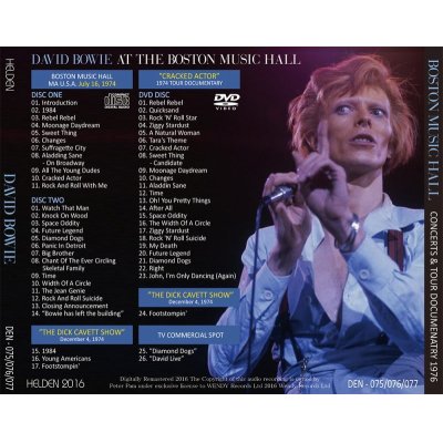 画像2: DAVID BOWIE / DAVID BOWIE AT THE BOSTON MUSIC HALL 1974 【2CD+DVD】