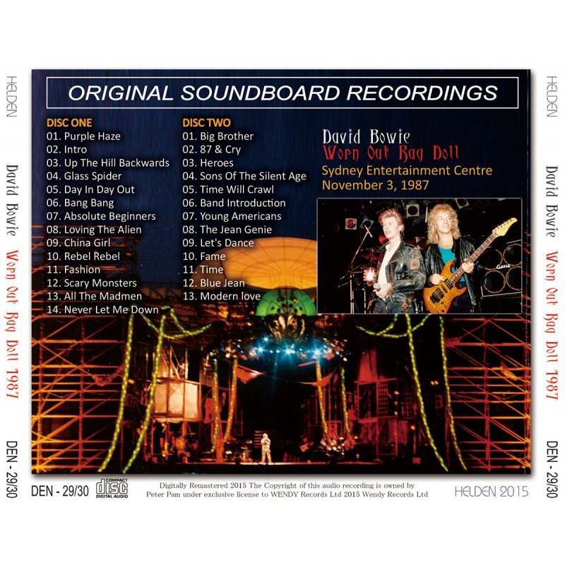 DAVID BOWIE / WORN OUT RAG DOLL 1987 【2CD】 - BOARDWALK