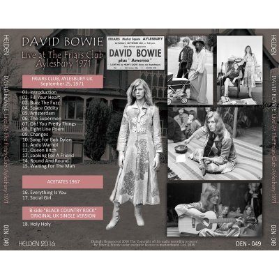 画像2: DAVID BOWIE / LIVE AT THE FRIARS CLUB AYLESBURY 1971 【1CD】