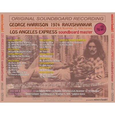 画像2: GEORGE HARRISON 1974 LOS ANGELES EXPRESS soundboard master 2CD
