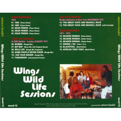 画像2: PAUL McCARTNEY / WINGS WILD LIFE SESSIONS 【1CD】