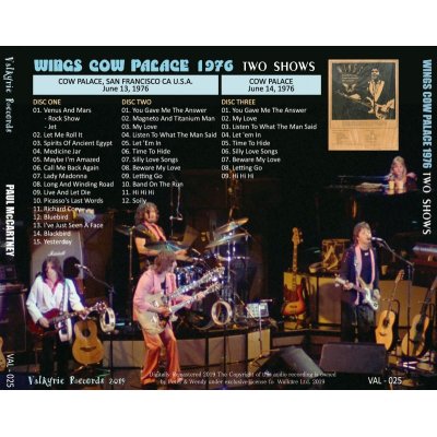 画像2: PAUL McCARTNEY 1976 WINGS COW PALACE TWO SHOWS 3CD