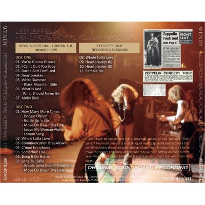 画像2: LED ZEPPELIN 1970 HISTORICAL ROYAL ALBERT HALL 2CD