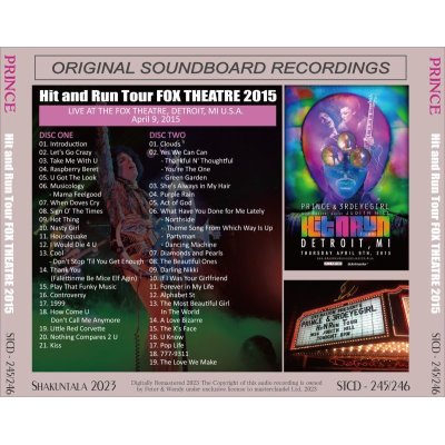 画像2: PRINCE 2015 HIT AND RUN TOUR FOX THEATRE 2CD