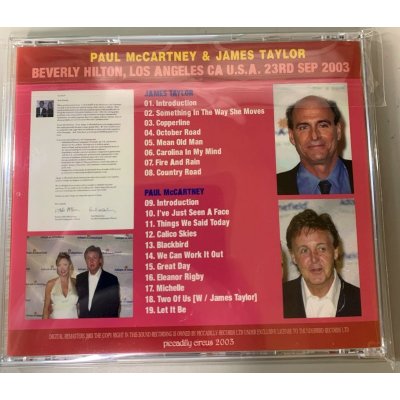 画像2: PAUL McCARTNEY & JAMES TAYLOR 2003 TOGETHER ON STAGE CD+CDS
