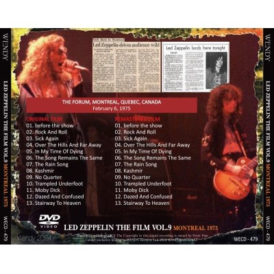 画像2: LED ZEPPELIN THE FILM VOL.9 MONTREAL 1975 DVD