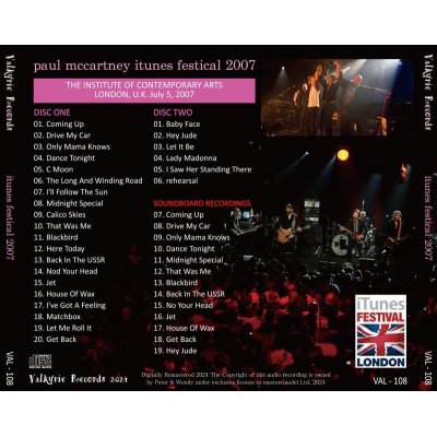 画像2: PAUL McCARTNEY 2007 iTUNES FESTIVAL 2CD