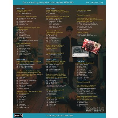 画像2: OASIS / THE BURNAGE YEARS 1988-1993 【5CD】