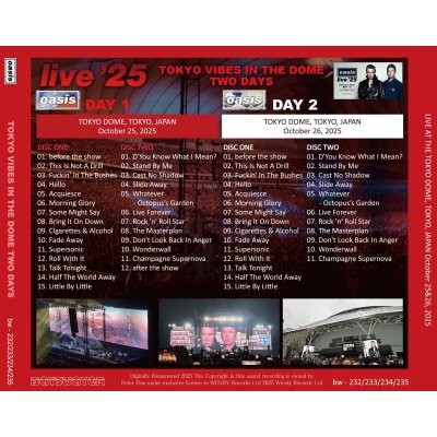 画像2: OASIS 2025 TOKYO VIBES IN THE DOME TWO DAYS 4CD