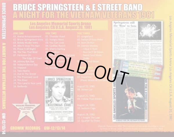 画像2: BRUCE SPRINGSTEEN / A NIGHT FOR THE VIETNAM VETERANS 1981 【3CD】 (2)