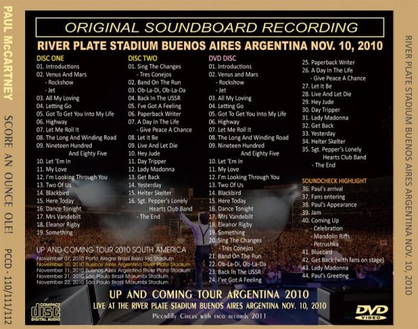 画像2: PAUL McCARTNEY / FIRST NIGHT ARGENTINA 2010 【2CD+DVD】 (2)