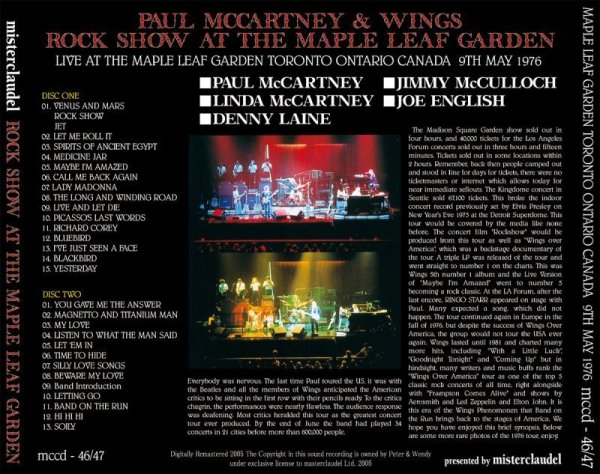 画像2: PAUL McCARTNEY / ROCK SHOW AT THE MAPLE LEAF GARDEN 【2CD】 (2)