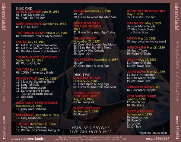 画像2: PAUL McCARTNEY LIVE ARCHIVES VOL.1 2CD (2)