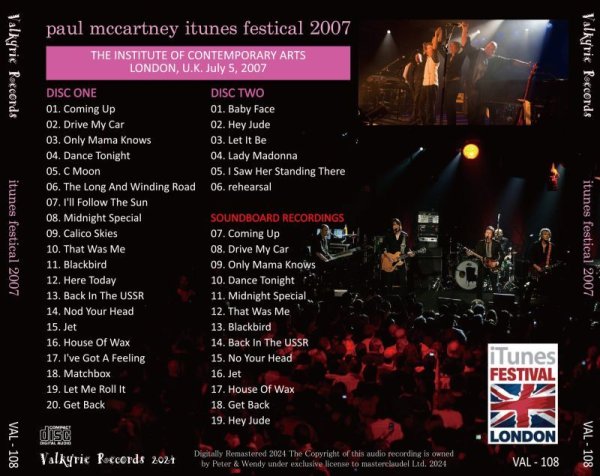 画像2: PAUL McCARTNEY 2007 iTUNES FESTIVAL 2CD (2)