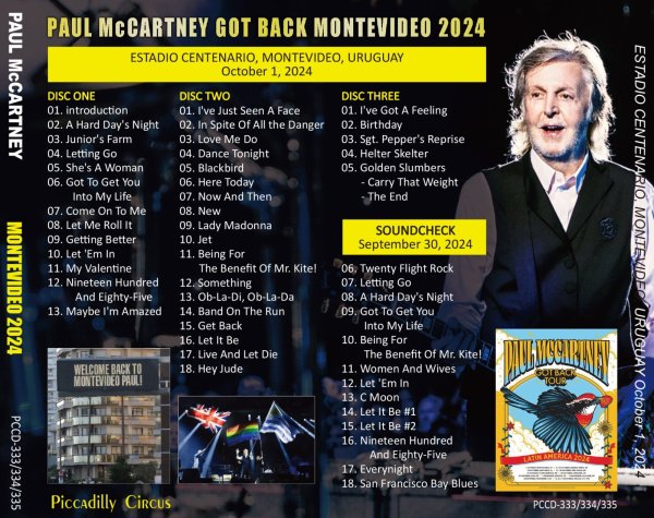 画像2: PAUL McCARTNEY 2024 GOT BACK MONTEVIDEO 3CD (2)