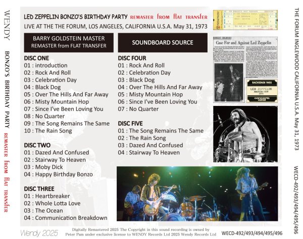 画像2: LED ZEPPELIN 1973 BONZO'S BIRTHDAY PARTY remaster from flat transfer 5CD (2)