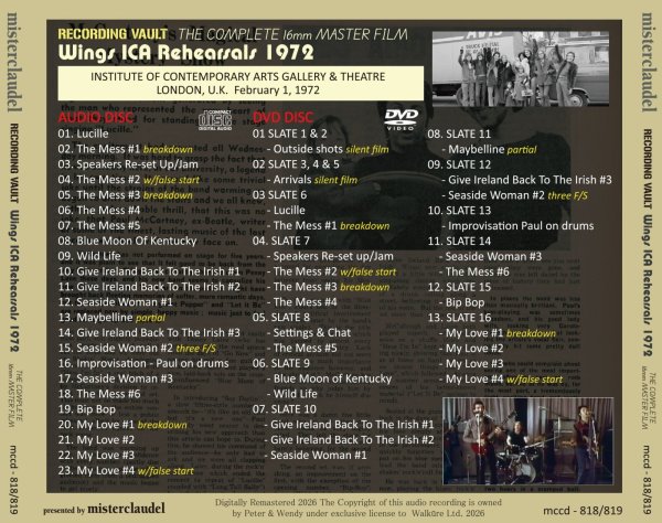 画像2: PAUL McARTNEY 1972 RECORDING VAULT WINGS ICA REHEARSALS CD+DVD  (2)