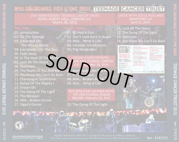画像2: NOEL GALLAGHER 2015 TEENAGE CANCER TRUST 2CD (2)