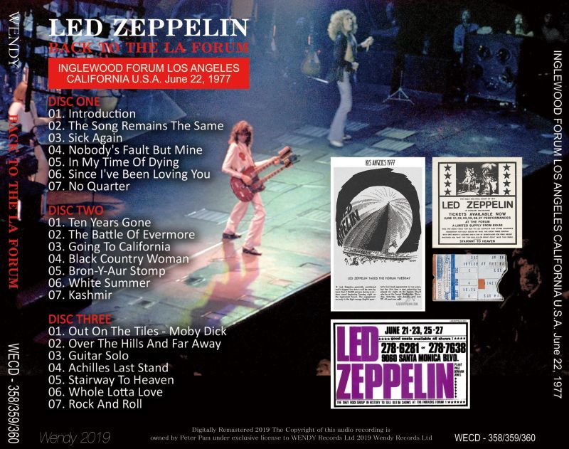LED ZEPPELIN BACK TO THE L.A. FORUM 1977