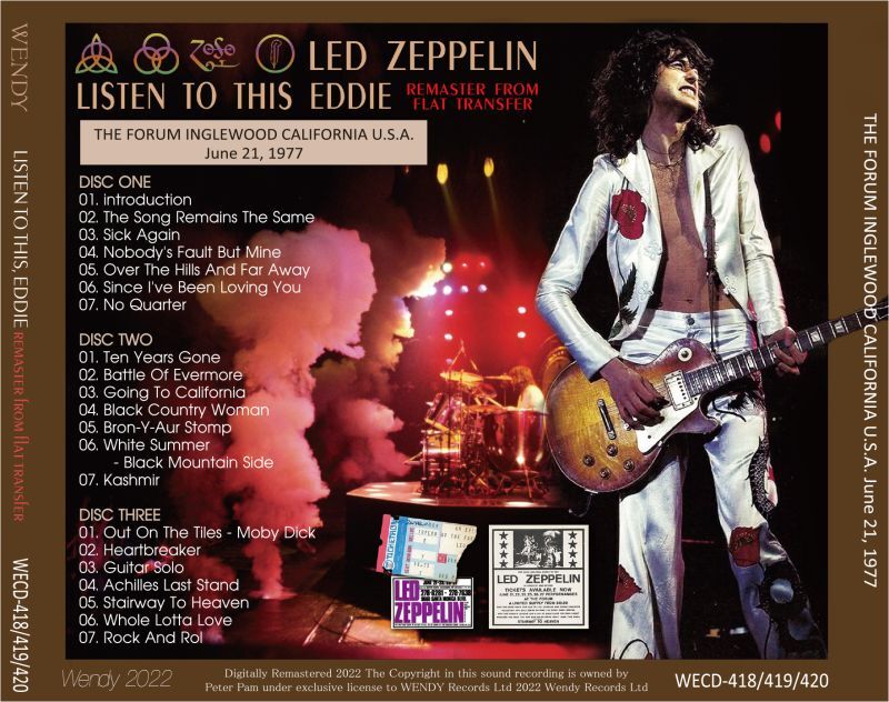 LED ZEPPELIN 1977 LISTEN TO THIS, EDDIE REMASTER FROM FLAT TRANSFER 3CD